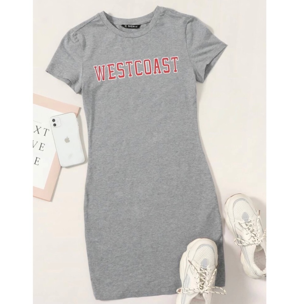 letter graphic body dress